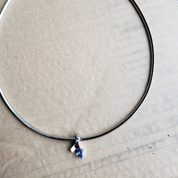 HOST PICK. NIP. Tanzanite Trillion Cut .40 ctw Stone Pendant on Omega Necklace - Picture 3 of 3